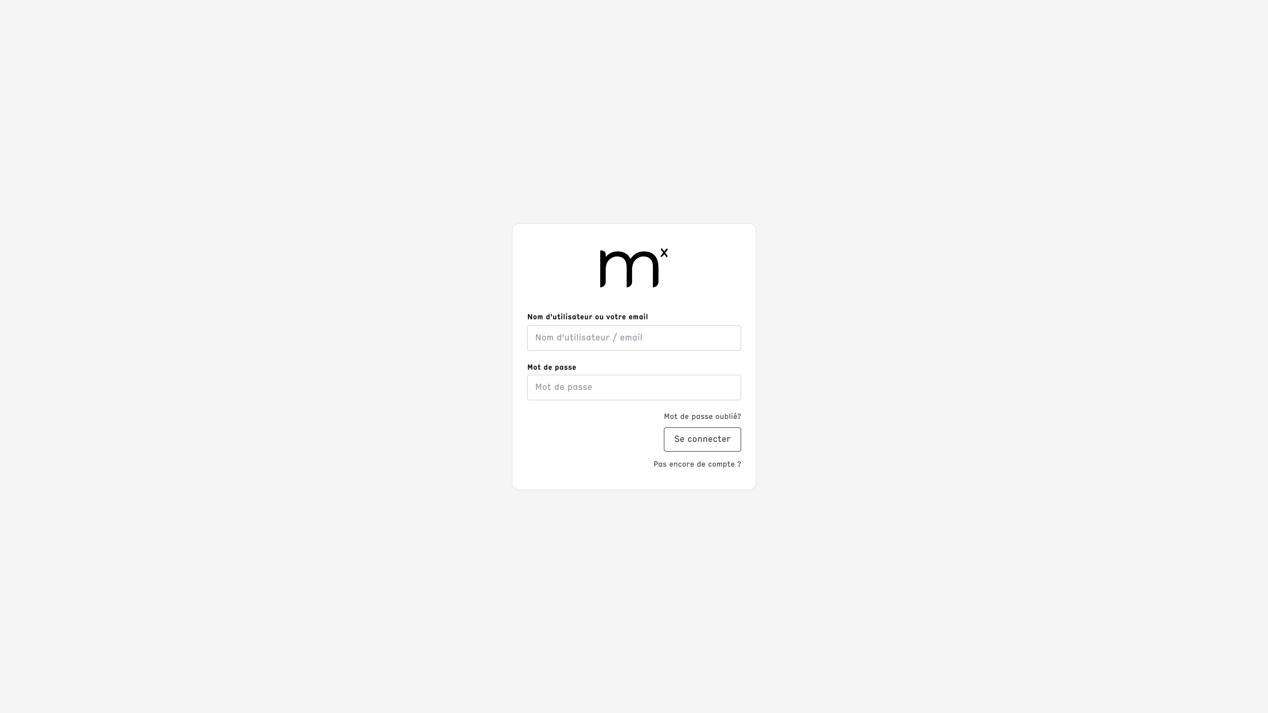 Écran de connexion Metrix